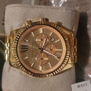 Micheal Kors Unisex Gold Rose Face Watch